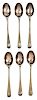 Six English  Silver Miniature Spoons