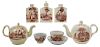 Eight Pieces Red Transfer Tea Party Creamware