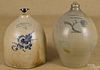 Two New England stoneware jugs, 19th c., impresse