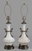 Pair of alabaster table lamps, 16'' h.