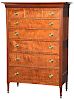 American Federal Tiger Maple Tall Chest