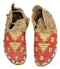 Quilled  Beaded Hide Men's Moccasins