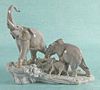 Lladro porcelain elephant group, 14'' h., together