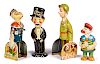 Four tin lithograph wind-up walking toys