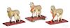 Three German stick leg sheep putz / pull toys