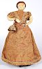 Early 19th c. rag cloth doll with painted face