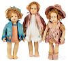 Three Lenci child felt dolls