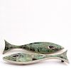 Large Modernist Fish Drawer Handle by Los Castillo Amethyst and Azurite