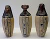 Lot Of 3 Vintage Canopic Jars With Hieroglyphics