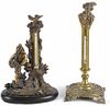 Figural bronze thermometer, 19th c., mounted to a