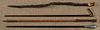 Four walking sticks, ca. 1900, to include horn, a