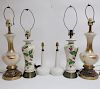 3 Pairs of Glass & Porcelain Lamps, 1950's-60's