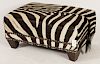 Zebra Hide Upholstered Ottoman/Bench