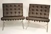 Pair Knoll Barcelona Chairs, Leather/Stainless