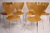 6 Arne Jacobsen Series 7 Chairs, made in Italy