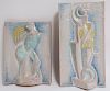 2 Art Deco Glazed Figural Ceramic Plaques