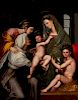Seguace di Raffaello Sanzio- Madonna with the Child, the infant Saint John the Baptist, Saint Anne and a Saint
