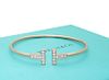 Tiffany and Co 18k Rose Gold T Diamond Wire Bracelet SZ