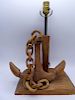 CARVED WOOD ANCHOR LAMP 