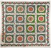 Pieced and appliqué summer quilt, 19th c., with a