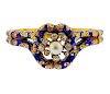 French Antique Victorian Gold Diamond Enamel Pearl Bracelet