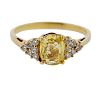 18K Gold Diamond Yellow Sapphire Ring