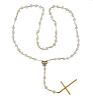 18K Gold Mother of Pear Cross Rosary Necklace