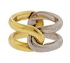 Cartier Rare Interlocking 18K Two Tone Gold Band Ring