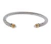 David Yurman Sterling Silver 14K Gold Pearl Cable Bracelet