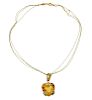 18K Gold Diamond Citrine Heart Pendant Necklace