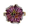 Bellarri 18k Gold Diamond Gemstone Flower Ring 