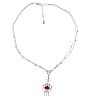 18k Gold Diamond Ruby Drop Pendant Necklace 