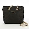 Prada Black Quilted Handbag w/ Gold Chain Strap Purse