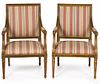 Pair of French upholstered armchairs, 20th c.