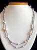 11mm x 7mm Peach and White Cultured Fresh Water Pearl and Spinel Necklace