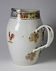 Chinese Export Cider Jug with Hand Painted Roosters and Floral Band Decoration, 18th Century