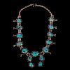 Native American turquoise and silver squash blossom necklace