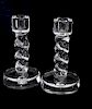 Pair of Signed Steuben Clear Crystal Rope Twist Candlesticks