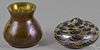Two art glass vases, one with silver overlay, 4''