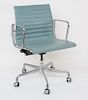 SOHO Eames Replica Chrome and Ribbed Aqua Italian Leather Office Chair