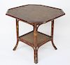 Vintage Faux Bamboo Octagonal Two-Tier Side Table