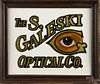 Reverse painted optician trade sign, 20th c., ins
