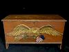 19TH C. DECORATED BLANKET CHEST WITH EAGLE MOTIF