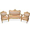 (3 Pc) Antique French Sofa and Chair Set