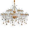 Two Tier Crystal and Gilded Brass Chandelier