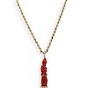 14k Gold and Figural Coral Necklace