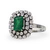 18k Art Deco and Emerald Ring
