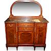Marquetry Mirrored and Marble Commode