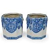 Pair Of Chinese Blue and White Porcelain Pots