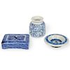 (3 Pc) Collection Of Chinese Blue and White Porcelain